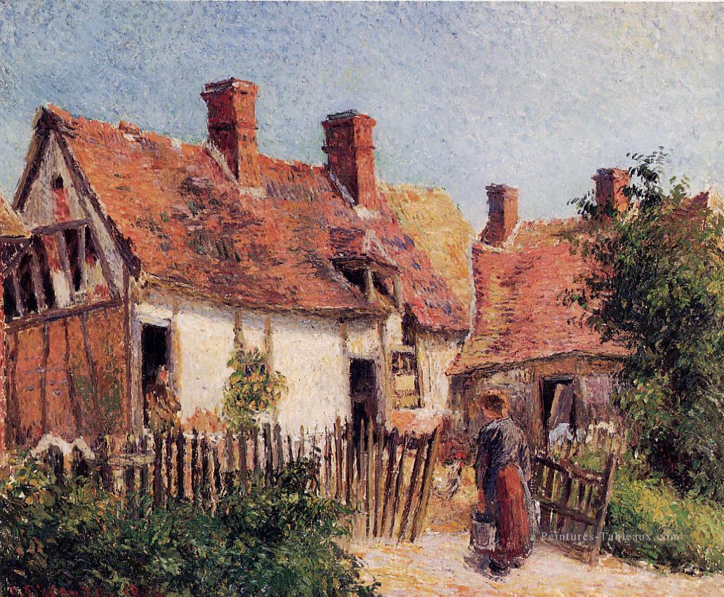 maisons anciennes à eragny 1884 Camille Pissarro Peintures à l'huile